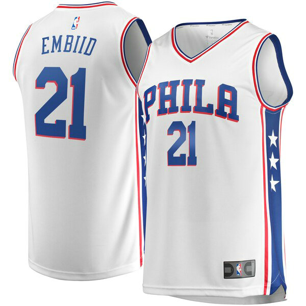 Maillot Philadelphia 76ers Homme Joel Embiid 21 Association Edition Blanc